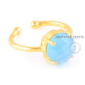 Anillo de Chalcedony azul 925 plata 18k oro Chalcedony piedra preciosa anillo de plata joyería